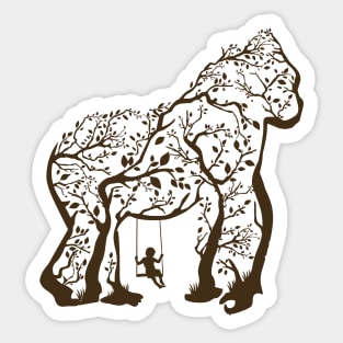 gorilla tree illustration swing Sticker